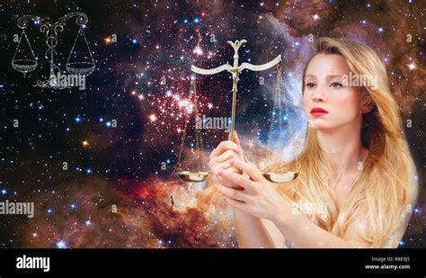 Libra Zodiac Sign Astrology And Horoscope Concept Beautiful Woman