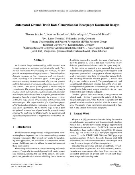 Pdf Automated Ground Truth Data Generation For Newspaper Document Images