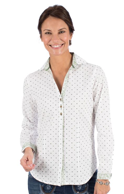 Os Trachten Traditional Blouse Talina White Green Bestellen