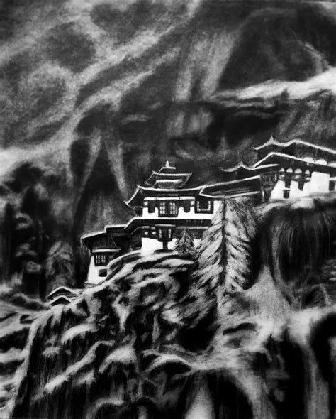 Paro Taktsang Pencil Drawing By Redbatswithteeth On Deviantart