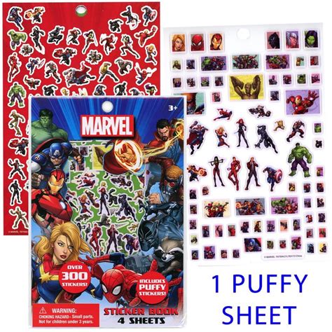 Avengers Sticker Book With Puffy Stickers 4 Sheet 6 Pack