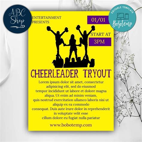 Cheerleader Tryout Flyer Template To Print At Home Diy Bobotemp