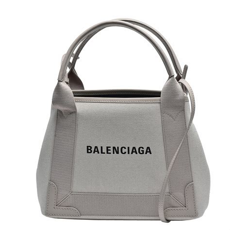 Balenciaga 經典navy系列帆布牛皮飾邊手提斜背包米色 歐系精品包配件 Yahoo奇摩購物中心