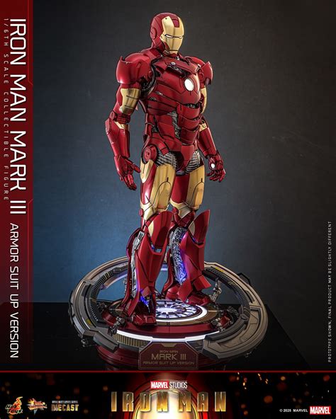 Hot Toys鋼鐵人鋼鐵人 馬克 III著裝版1 6 比例收藏級可動人偶半開甲設計展示精密內構