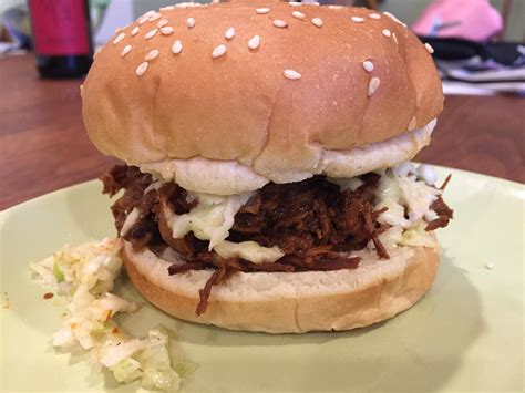 Homemade Slow Cooker Pulled Pork Topped With Coleslaw Rfood