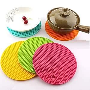 9UP Round Shape Hot Pot Holder Silicone Heet Resistance Hot Mat Silicone Gel Trivets Mat
