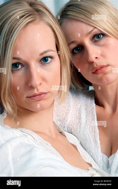 Two Blonde Women Portrait Stock Photo Alamy