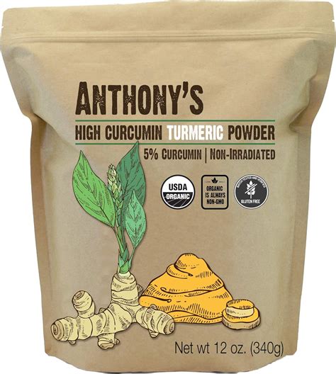 Amazon Anthony S Organic High Curcumin Turmeric Powder 12 Oz