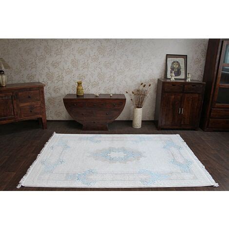 Alfombra acrílica MIRADA 5417 Franjas azul beige 160x230 cm