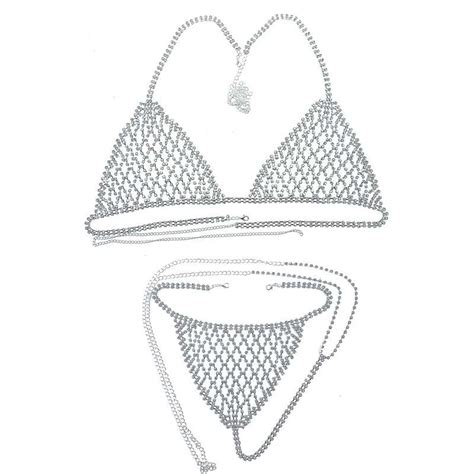 Sexy Women Body Chain Lingerie Rhinestone Net Crystal Mesh Bikini Chain Set Buy Rhinestone Net