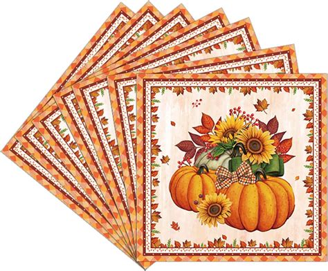 20Pcs Thanksgiving Napkins Autumn Paper Napkins Autumn Thanksgiving