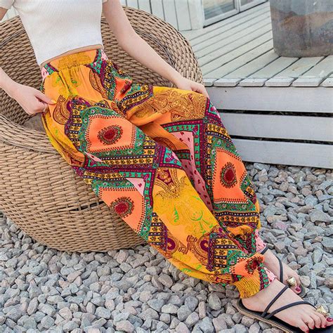 Summer Harem Pants Women Bohemian Floral Print Loose Bottoms Wear High