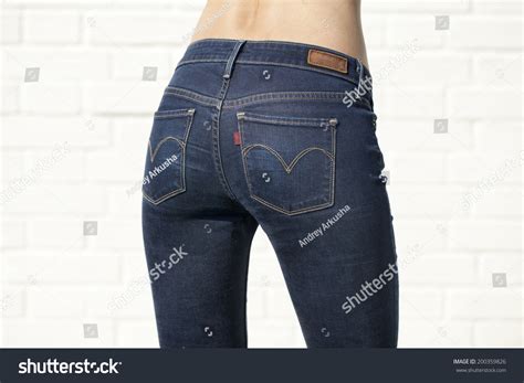Woman Blue Jeans Naked Back Isolated Stock Photo Edit Now