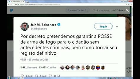 Bolsonaro Anuncia Decreto Para Facilitar Posse De Arma A Quem Não Tem