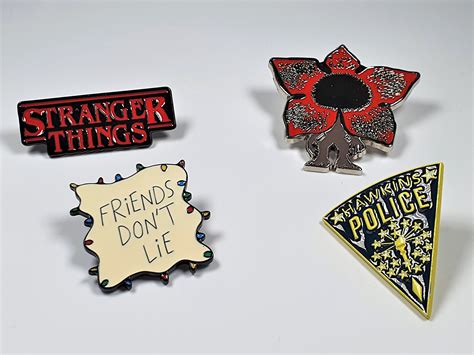 Stranger Things Pin Demogorgon Enamel Pin Hawkins Police Etsy