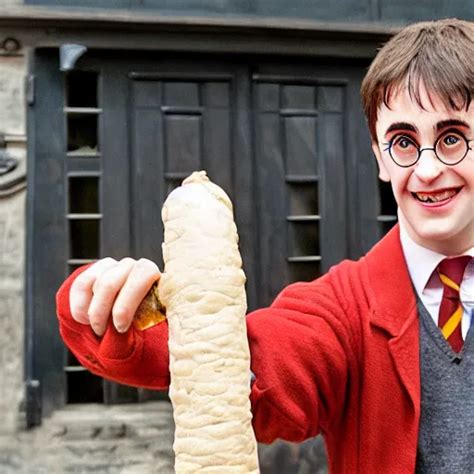 Harry Potter Holding A Big Italian Sausage Stable Diffusion