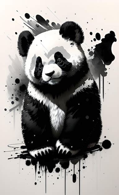 Premium AI Image | cute panda black and white