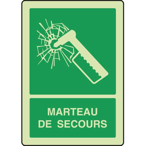 Panneau Photoluminescent Vertical Marteau De Secours Virages