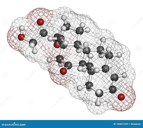 Molécula De Hormona De Estrés Por Cortisona Los átomos Se Representan