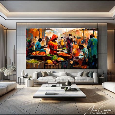 African Art Wall Decor, Ethnic Wall Art, Colorful Abstract Art Print, African Market Painting ...