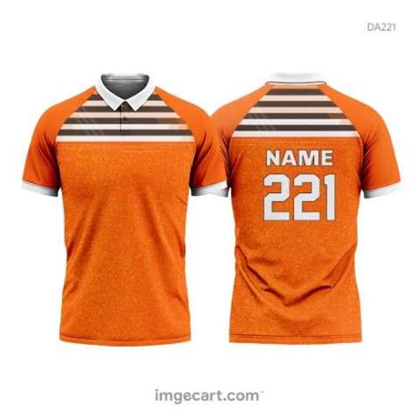 Cricket Jersey Design orange with black stripes - imgecart