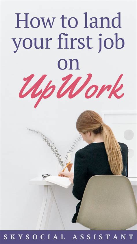 A Woman Sitting At A Desk In Front Of A Sign That Says How To Land Your