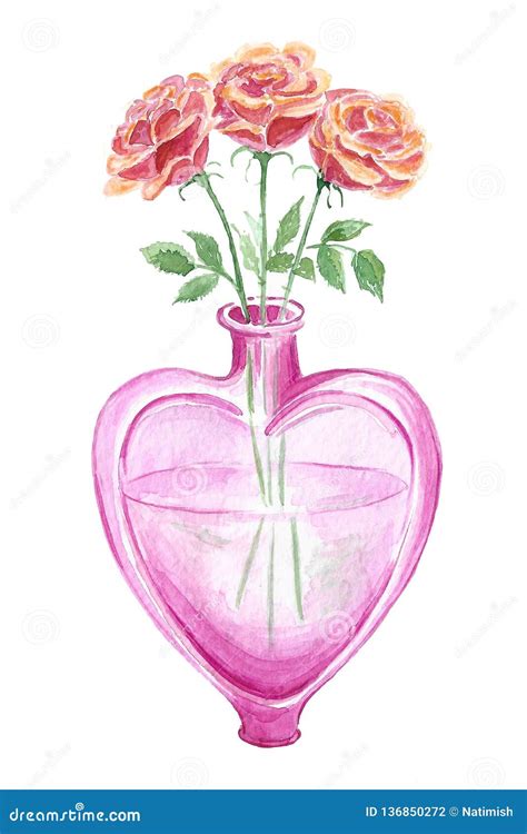 Pink Glass Vase Heart Stock Illustration Illustration Of Love 136850272