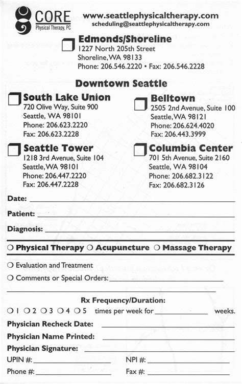 Dr Referral Page For Core Physical Therapy