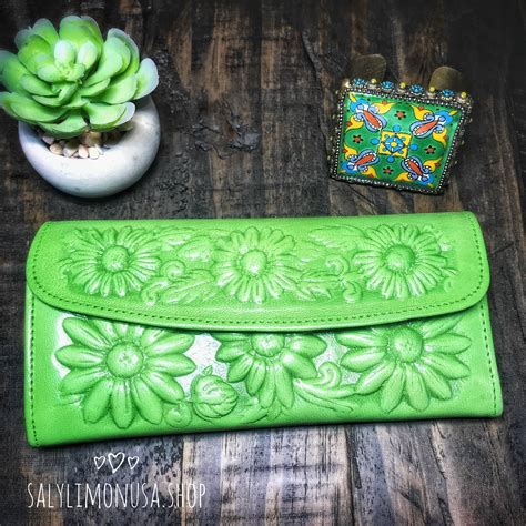 Tooled Leather Wallet Women S Wallet Mexican Wallet Hand Tooled