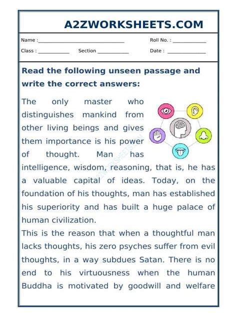 A2zworksheetsworksheet Of Class V Comprehension Passage 26 Reading English