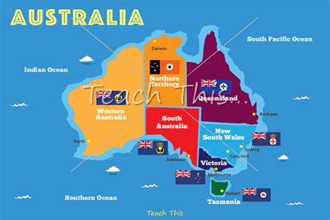 Map of Australia with State Flags - Printable Maps and Graphic ...