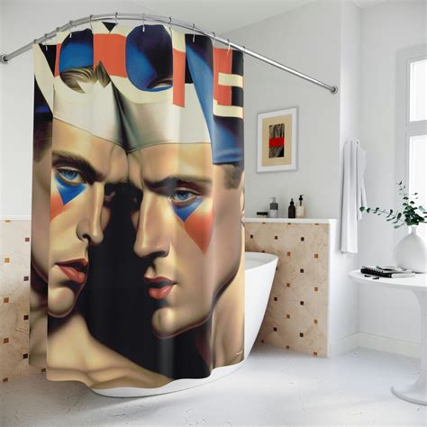 Art Deco Gay Men S Faces Shower Curtain Vintage LGBTQ Bathroom Decor Polyester Shower Curtain Etsy