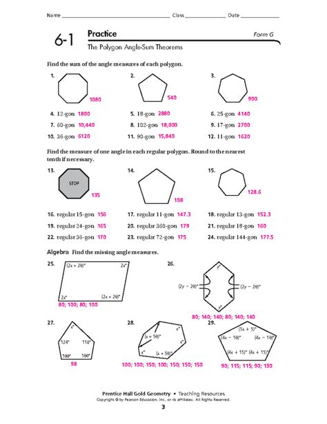 Ch6 practice packet key - Prentice Hall Gold Geometry • Teaching