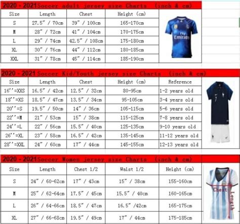 Youth Soccer Jersey Size Chart