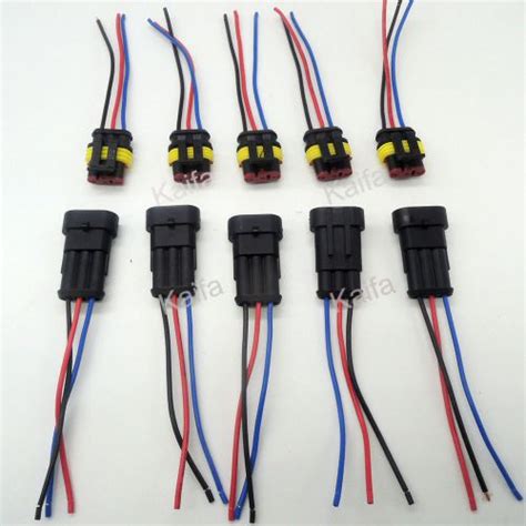 Find 10pcs 3P Waterproof Electrical Connector Plug With Wire Wire