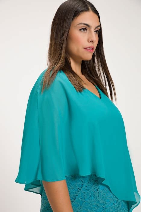 Robe De Soir E En Jersey Cape En Mousseline Bas De Jupe En Dentelle