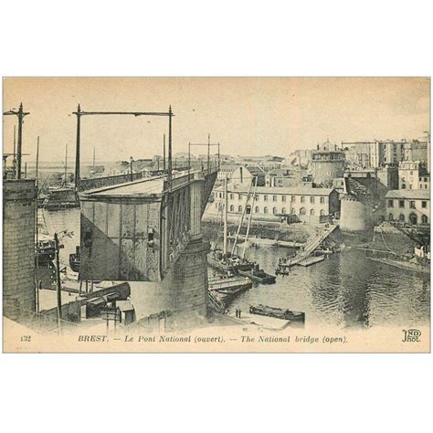 Carte Postale Ancienne 29 BREST Pont National Ouvert Cartes Postales