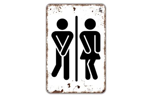 Aluminum Sign 8 X 12 Inch Funny Man Woman With Crossed Legs Sign