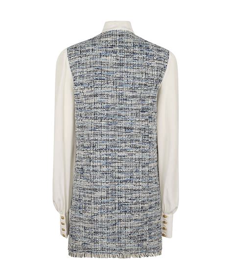 Balmain Pkts Pussy Bowl Tweed Crepe Dress In Multi ModeSens