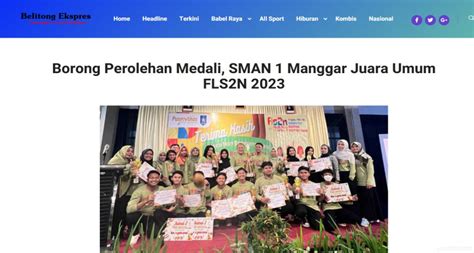 Borong Perolehan Medali Sman 1 Manggar Juara Umum Fls2n 2023 Sma