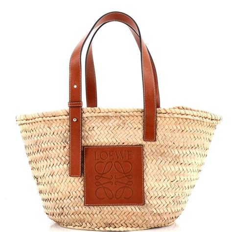 Loewe Basket Tote Raffia Medium Neutral Gem