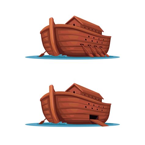 Noah ark ancient ship religion historical cartoon illustration vector ...