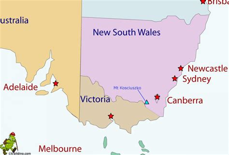 Mt Kosciuszko Australia map - Mount Kosciuszko on a map of Australia ...