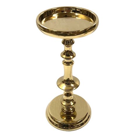 Gold Metal Pillar Candle Holder