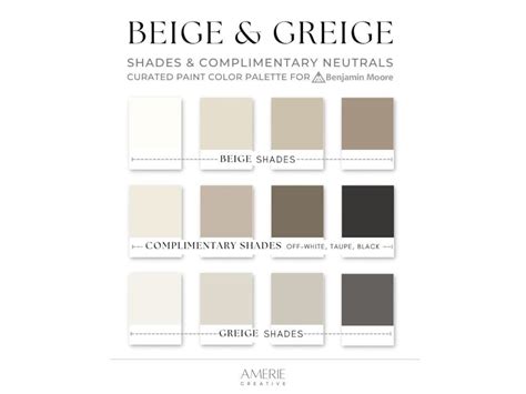 Beige Greige Benjamin Moore Paint Color Palette House Colour Scheme Off ...