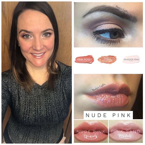 Eyes Pink Posey Shell Glitter And Whisper Pink ShadowSense Lips Nude Pink LipSense And Pink