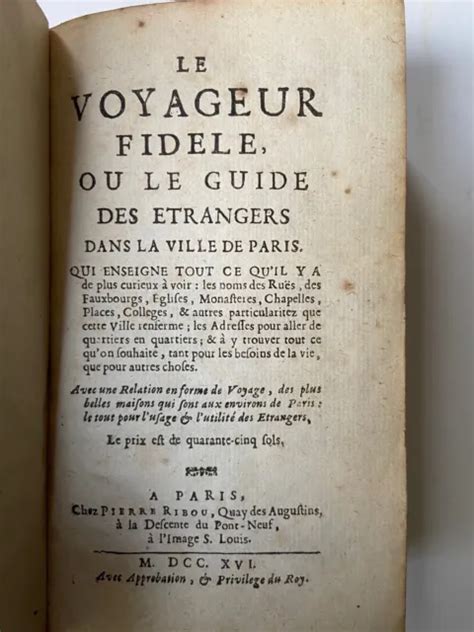 Le Voyageur Fidele Ou Le Guide Des Etrangers Dans La Ville De Paris