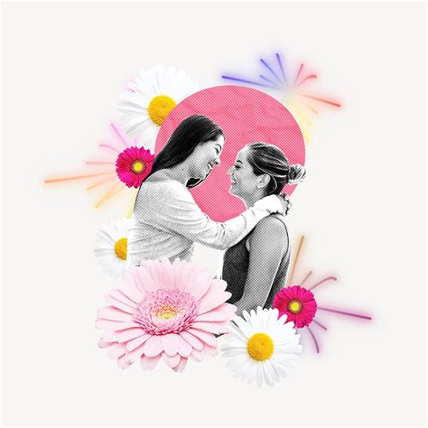 Floral Lesbian Couple Collage Element Premium Photo Rawpixel