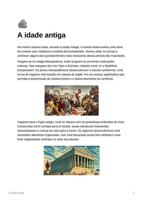 A Idade Antiga Principais Marcos A Idade Antiga 1 X A Idade Antiga