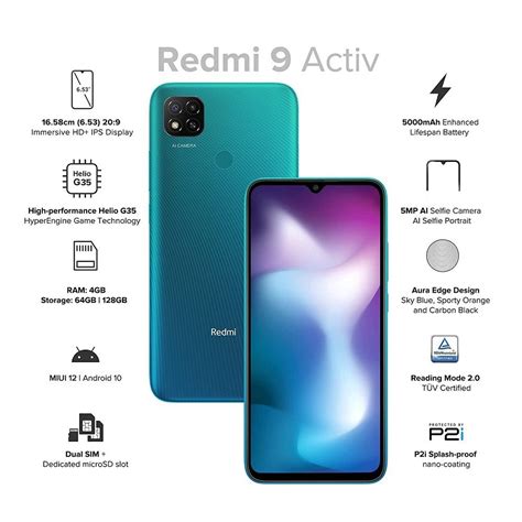 Redme Android 11 6GB RAM Redmi 9 Activ Smartphone Memory Size 128 GB